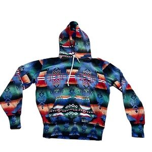 Vintage Polo Ralph Lauren Tribal Aztec Indian Hoodie~Shirt~Sz M~EUC